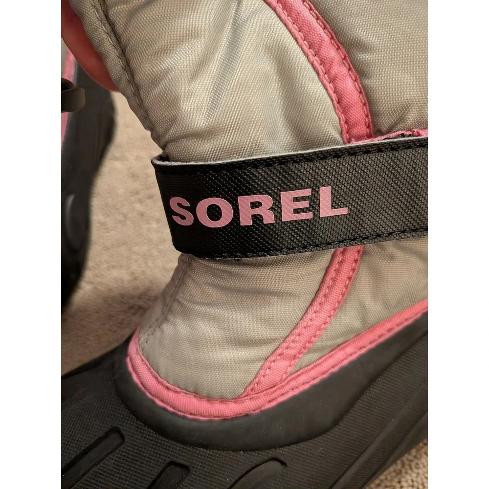 Sorel Flurry Kids Winter Snow Boots Grey Pink NC1965-061 Size 11 Toddler